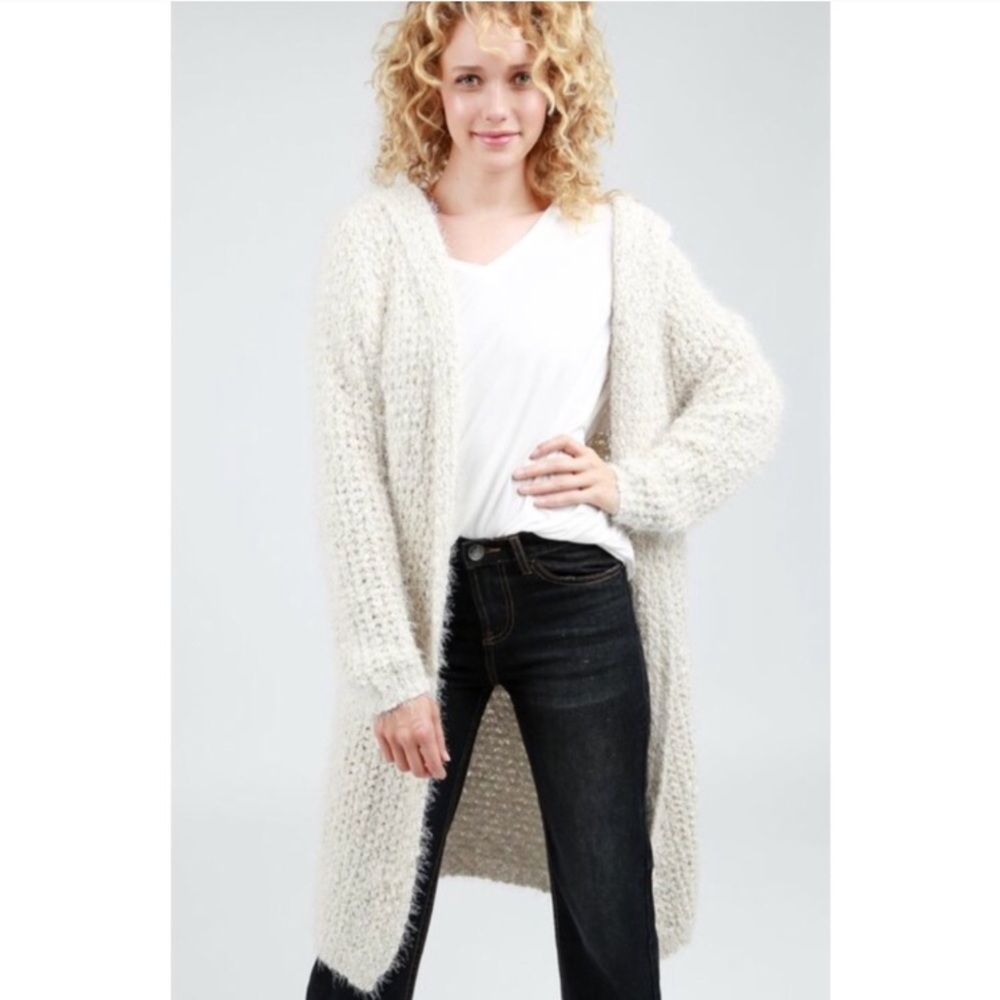 KALIANA Blush Mauve Soft Fuzzy Cardigan - Picture 2 of 2